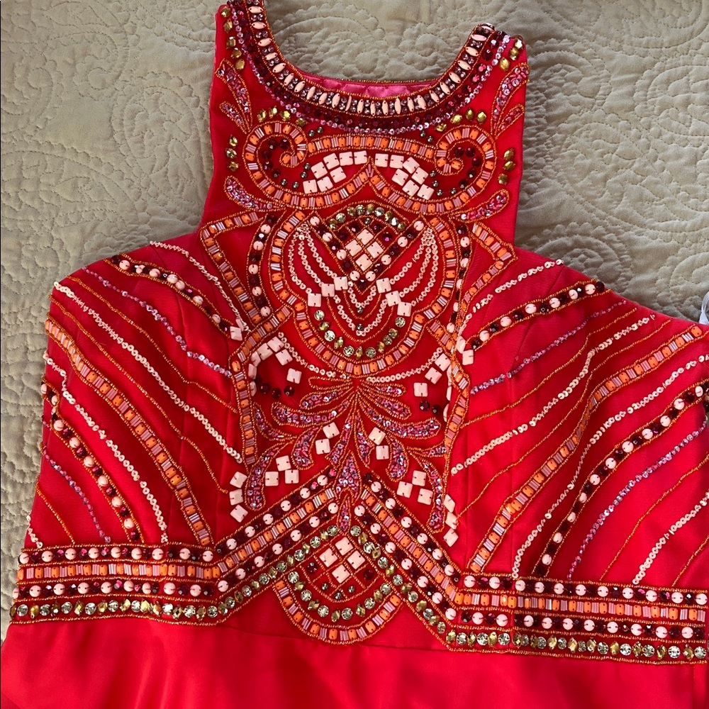 🆕 Rachel Allan Perfect Angels Beaded Halter A-Line Gown Prom Dress size 22 - Picture 6 of 14